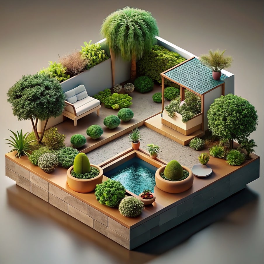 plan 3D jardin